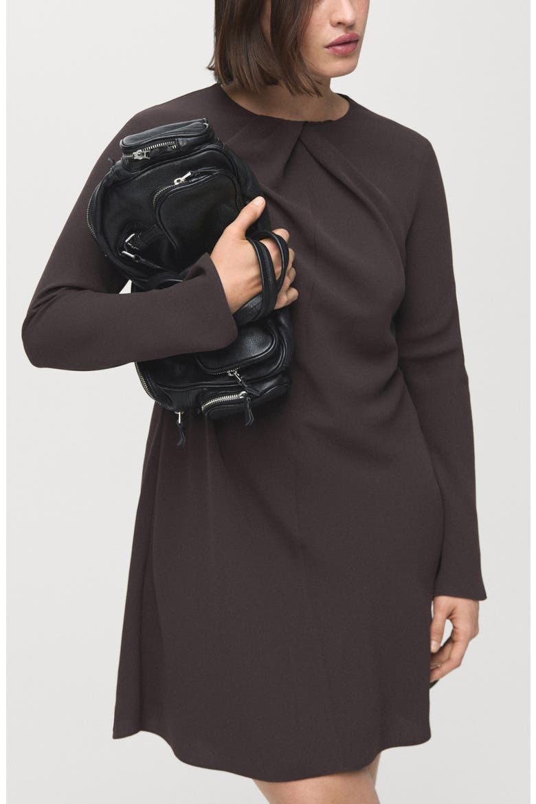 Drape Long Sleeve Sheath Dress