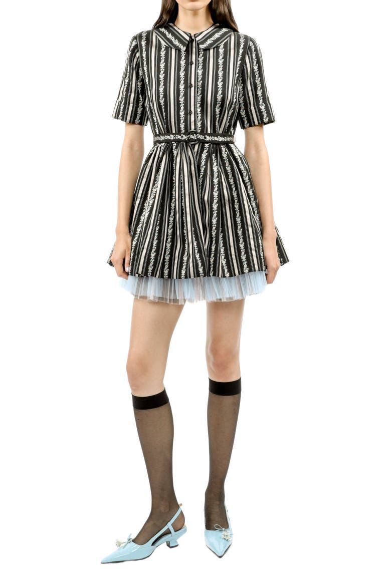 Ribbon Roses Belted Mini Dress