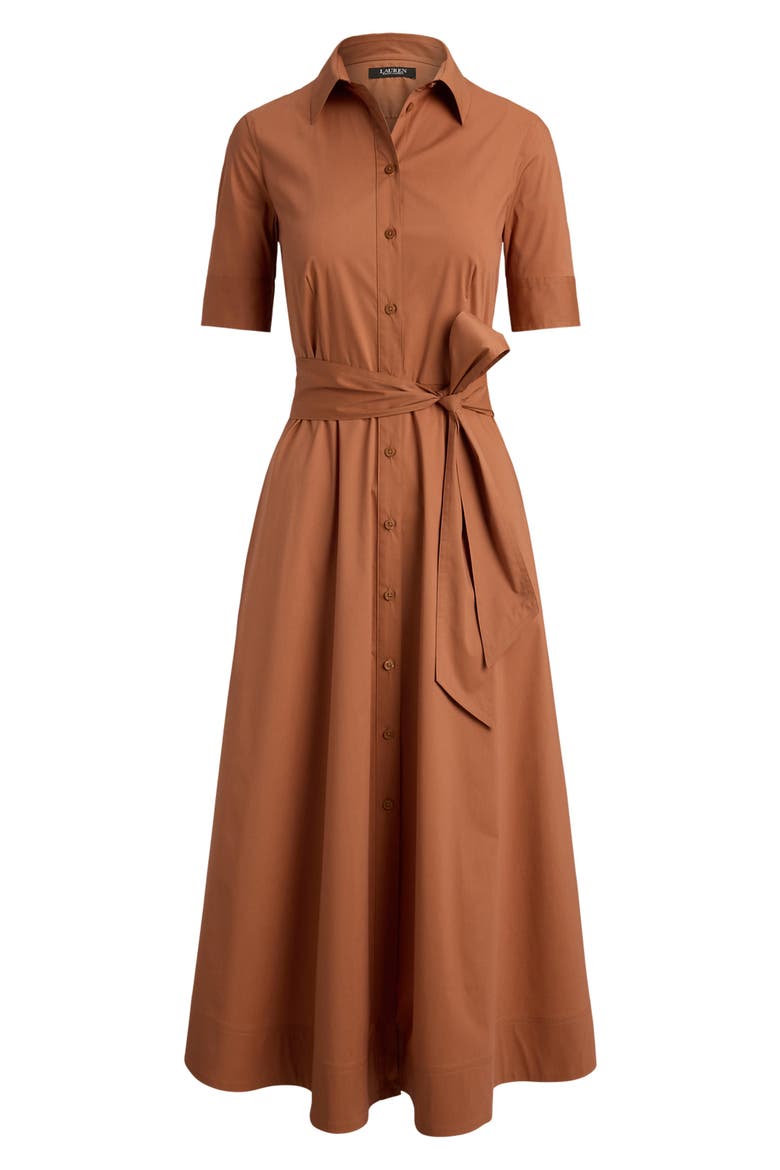 Cotton Blend Midi Shirtdress