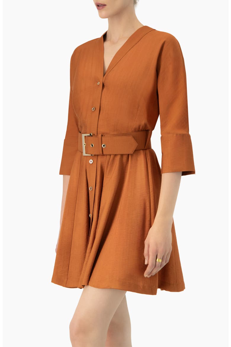 Dolman Sleeve Solid Dress with Belt