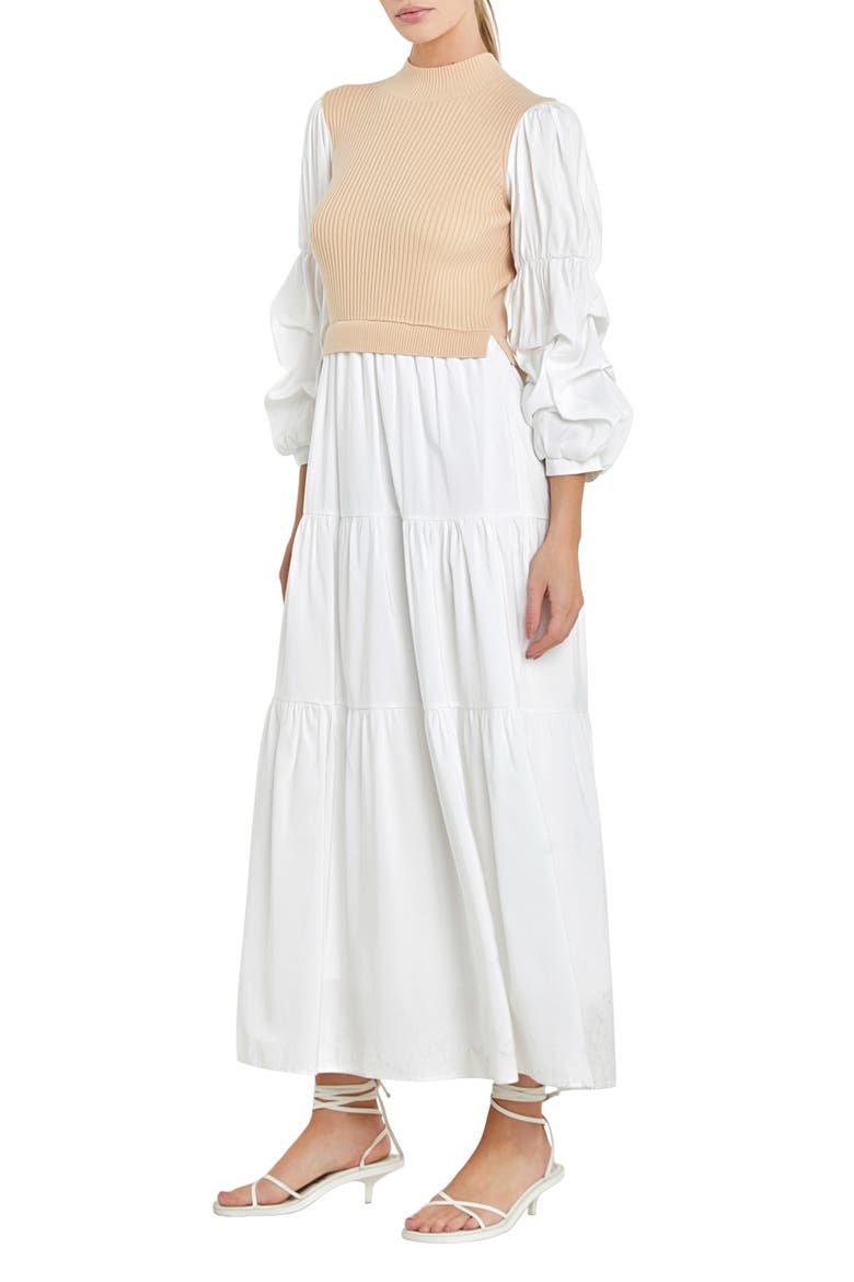 Layered Mixed Media Maxi Dress