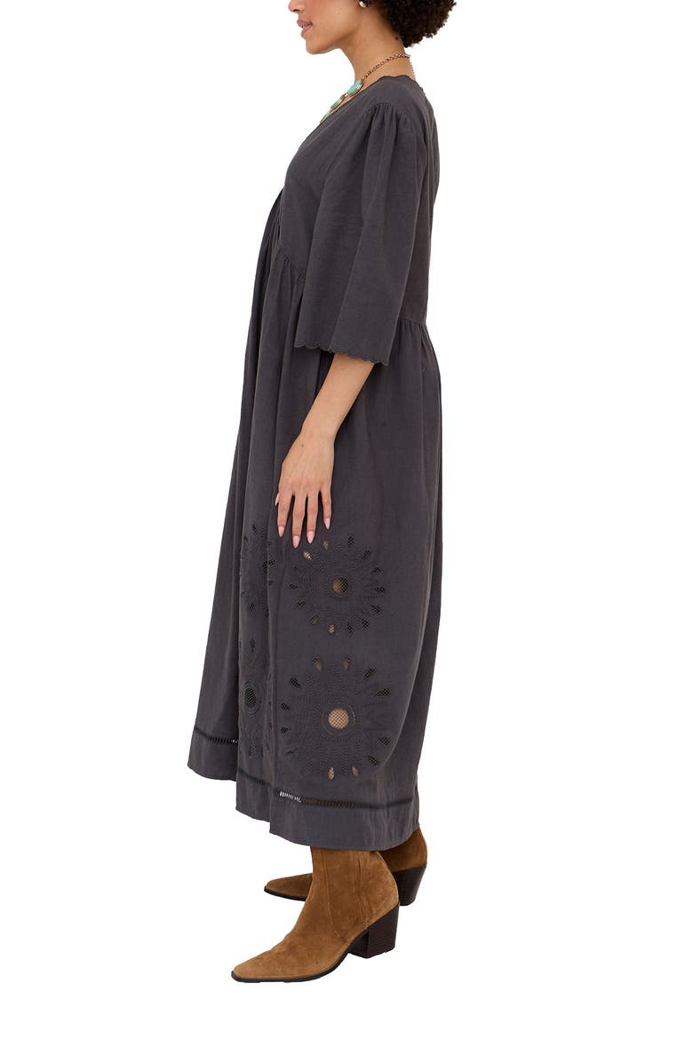 Ibiza Smock Embroidered Midi Dress