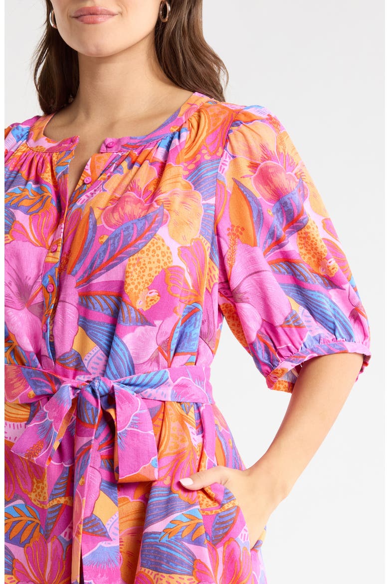 Floral Print Belted Minidress