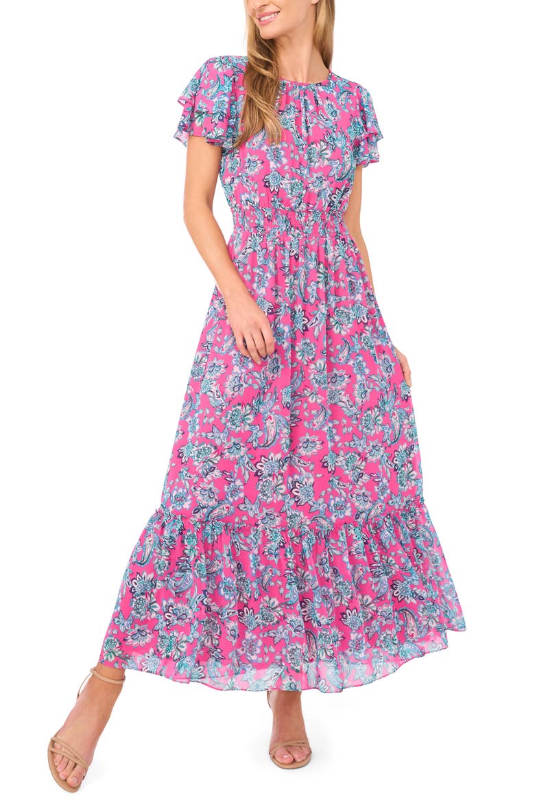 Floral Print Ruffle Maxi Dress