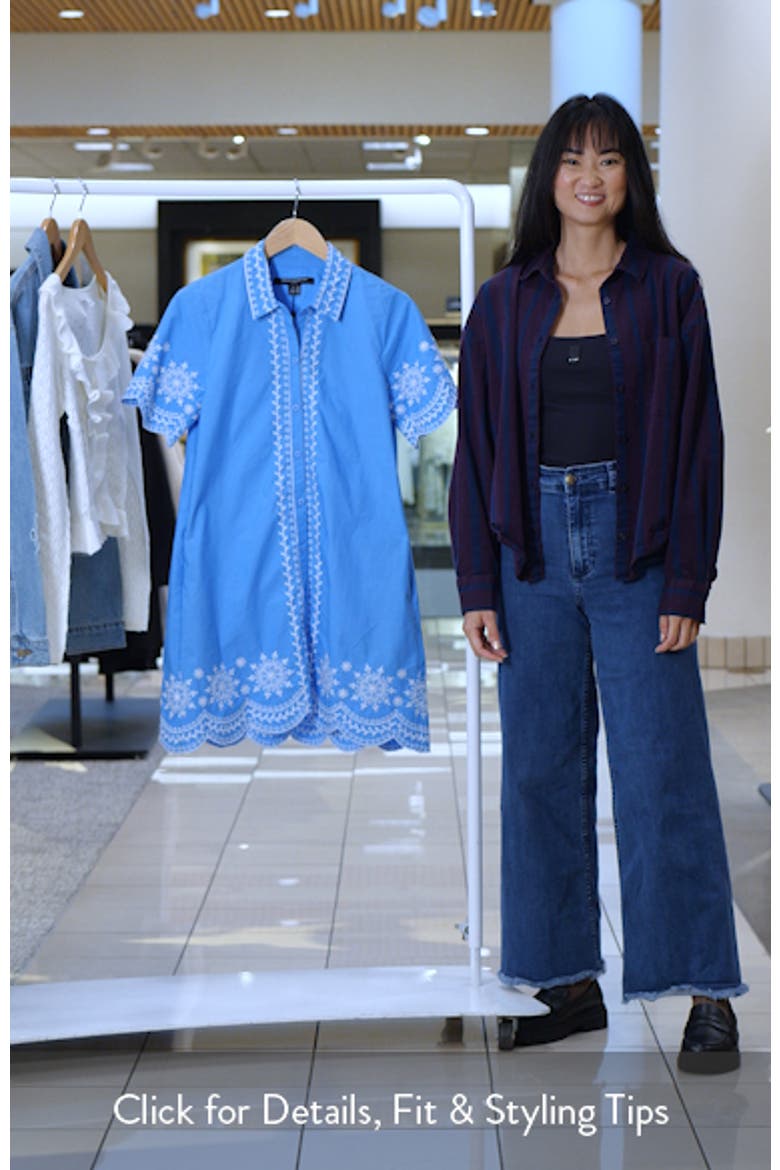 Alissa Embroidered Cotton Mini Shirtdress