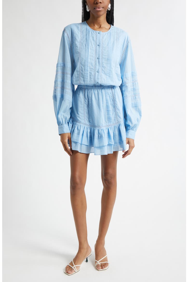 Arabella Lace Inset Long Sleeve Cotton Minidress