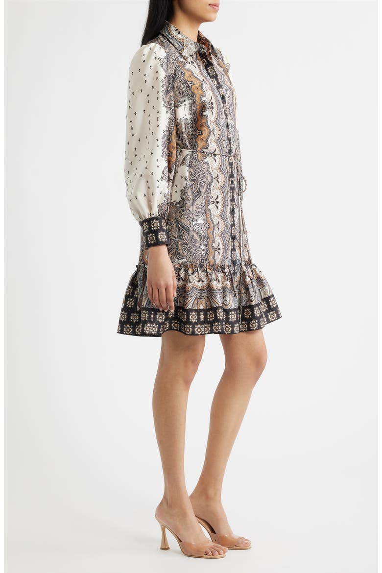 Mixed Paisley Long Sleeve Shirtdress