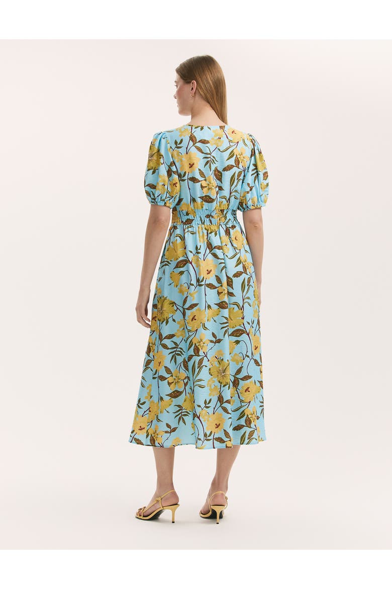 QAddison Floral Linen Blend Midi Dress