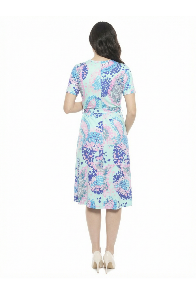 Maternity Abstract V-Neck Short Sleeve A-Line Midi Dress