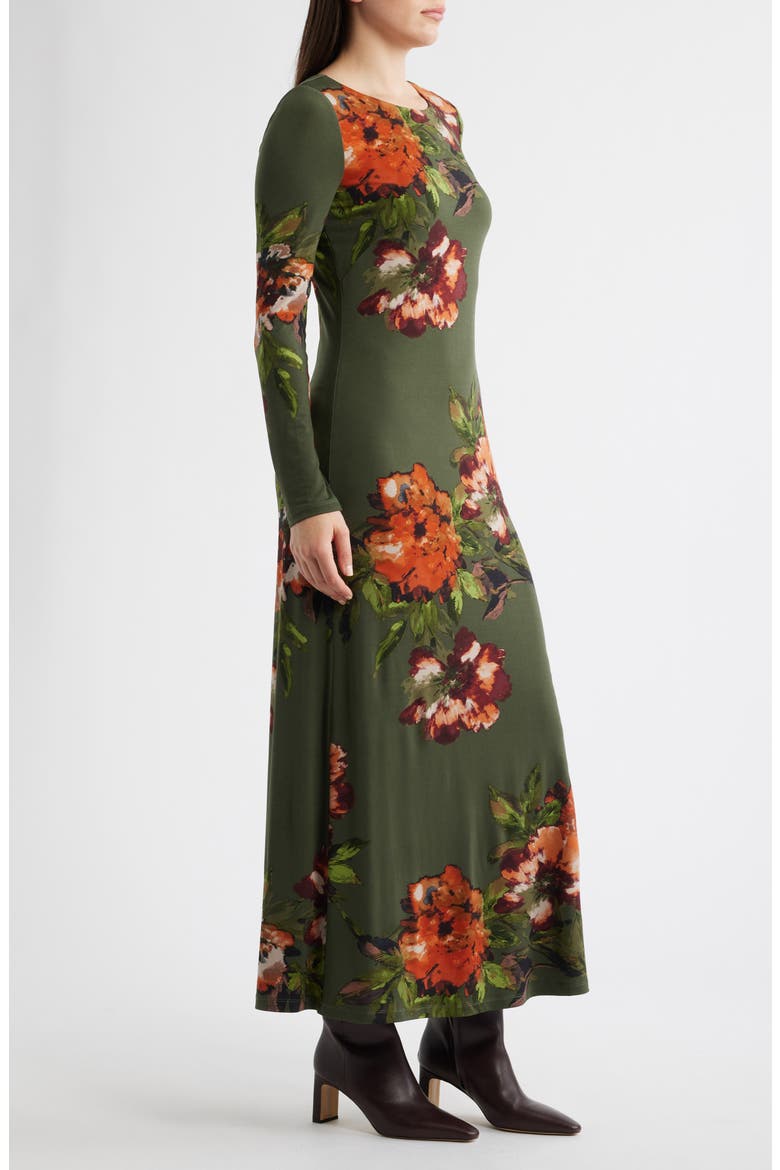 Placed Floral Long Sleeve Dress