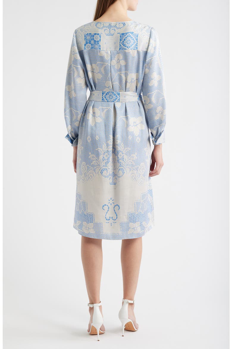Michelle Print Tie Waist Long Sleeve Dress