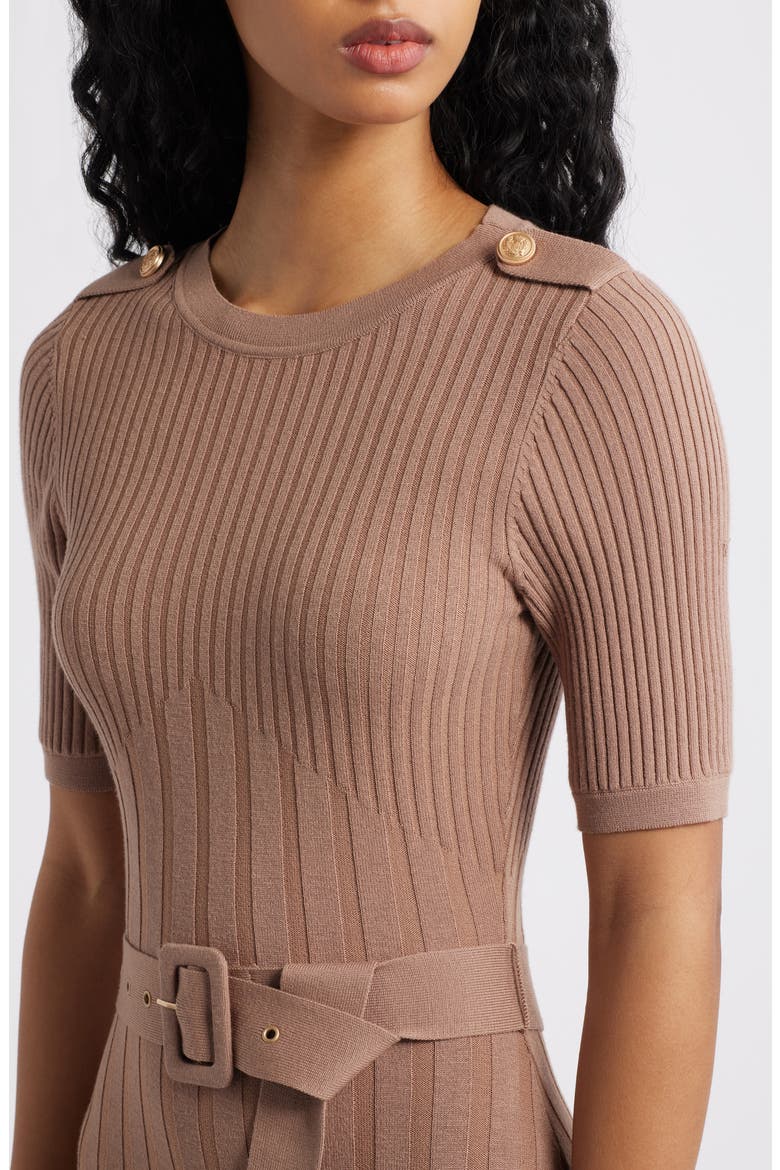 Belted Rib Sweater Dress