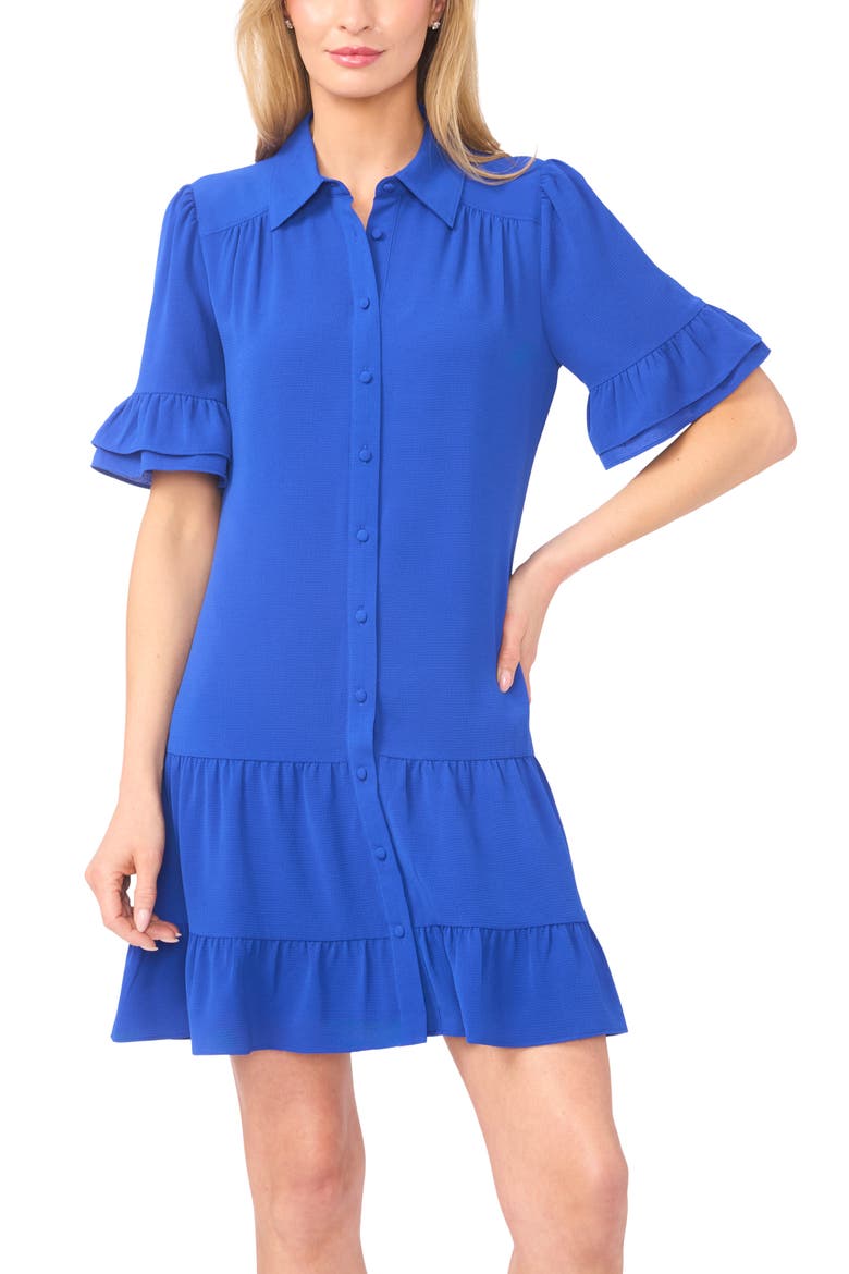 Ruffle Sleeve Mini Shirtdress