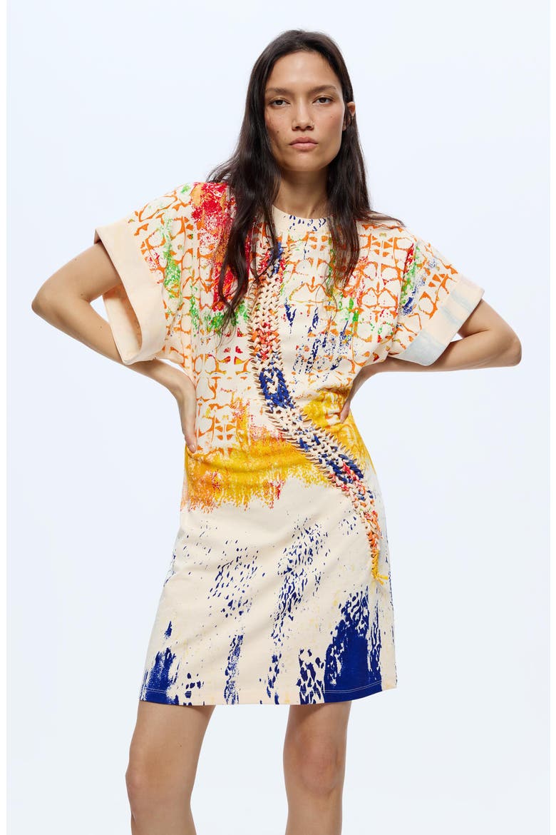Mixed Paint Print Cotton Minidress