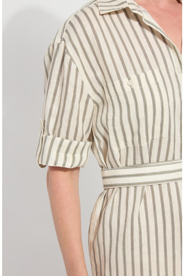 Juniper Stripe Belted Linen Shirtdress