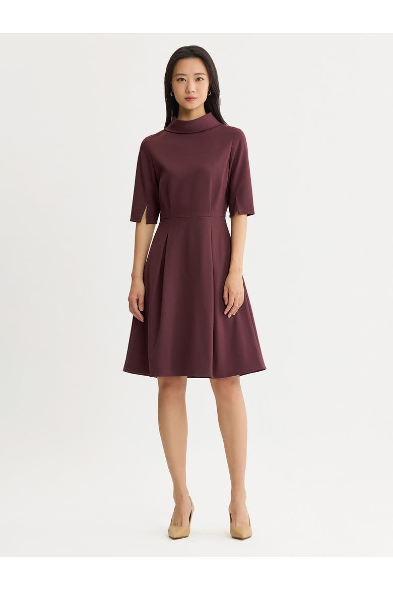 A-Line Pleated LuxeStretch Ponte Dress