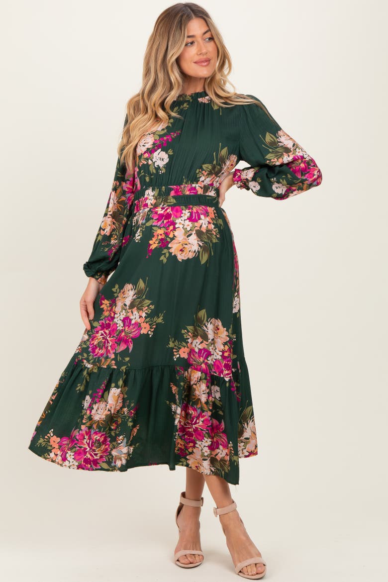Floral Long Sleeve Midi Dress