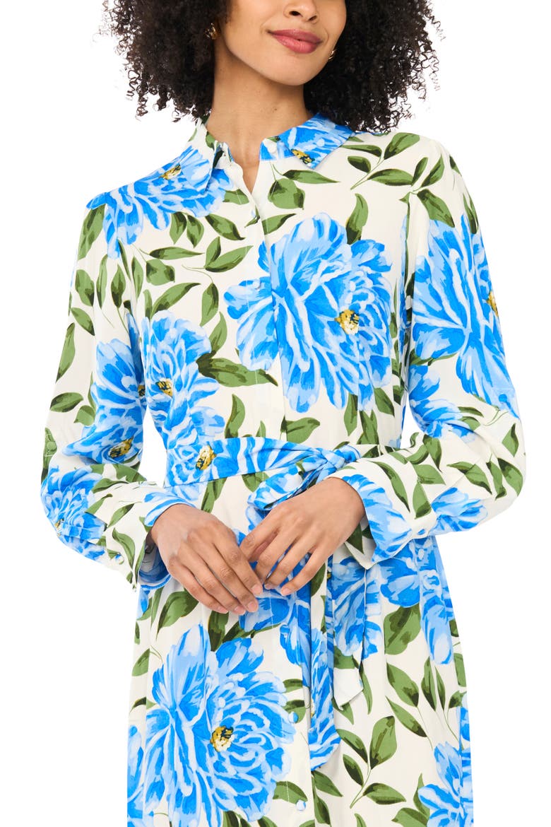 Print Tie Belt Maxi Shirtdress