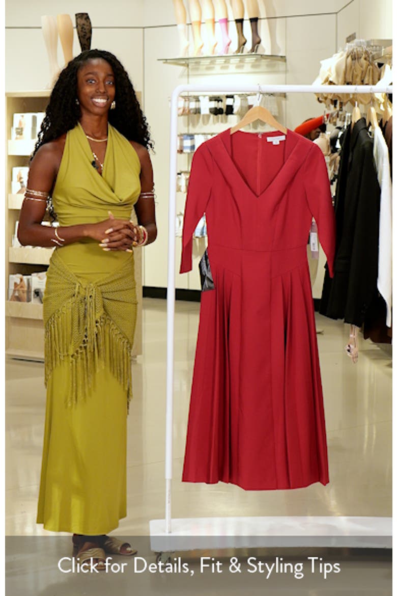 Enola Stretch Crepe Midi Cocktail Dress