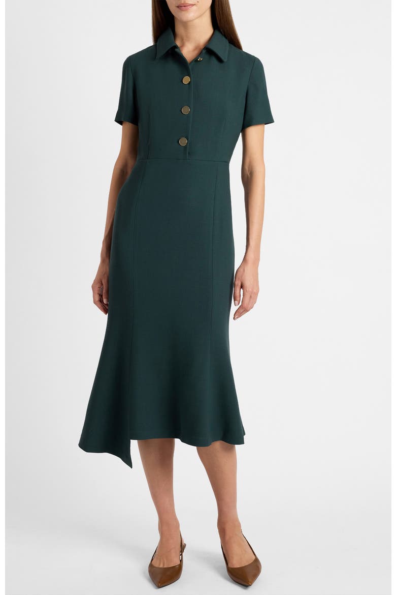 Sahara Short Sleeve Asymmetric Midi Twill Dress
