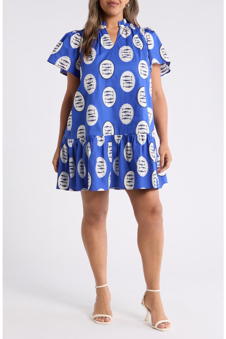 Sardine Sea Azari Cotton Shift Minidress