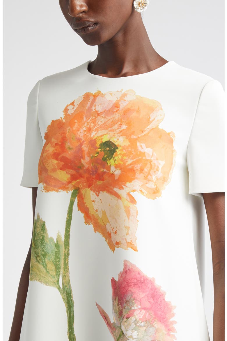 Poppy Print Stretch Crepe A-Line Minidress