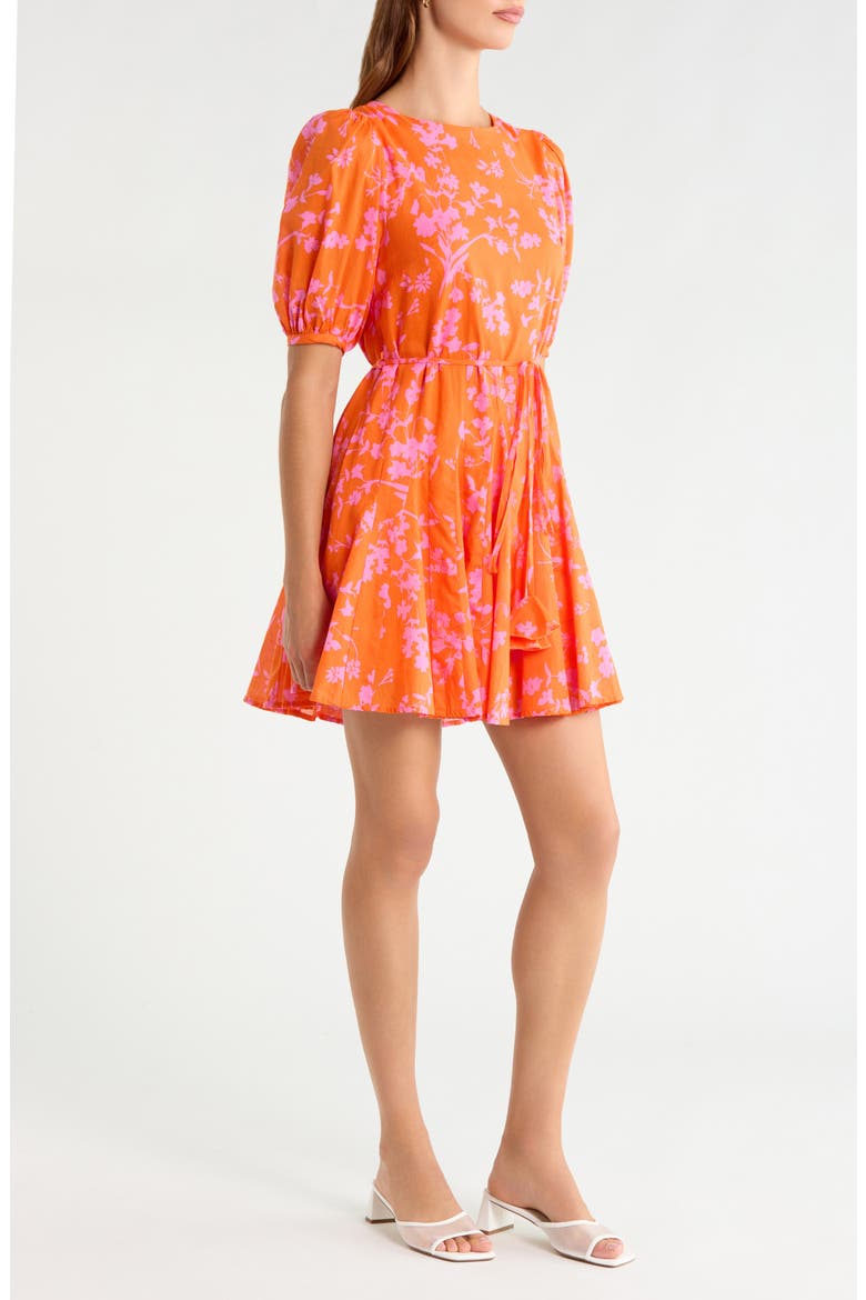 Delilah Floral Godet Pleat Cotton Minidress