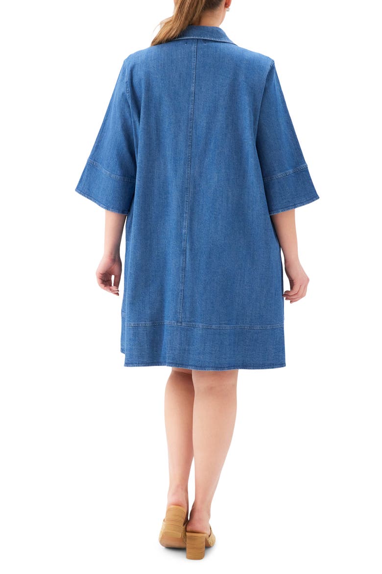 Flare Sleeve Denim Shirtdress