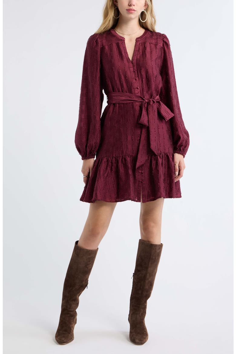 Textured Button Front Minidress