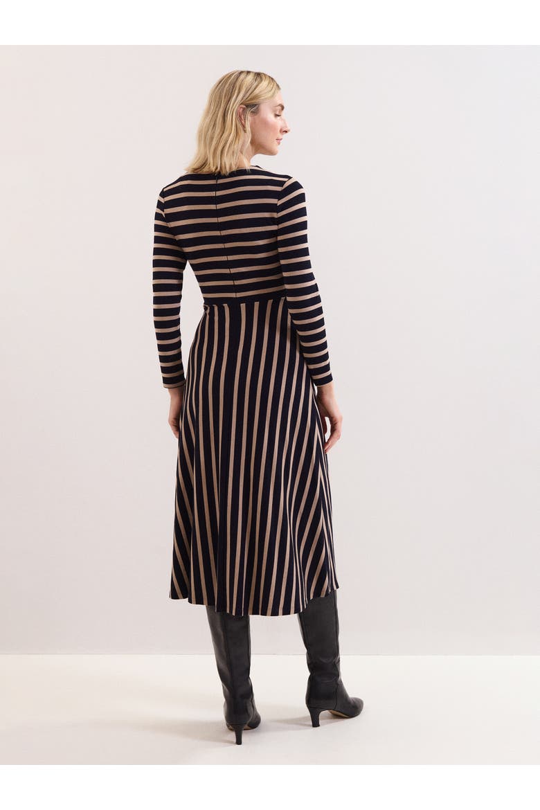 Mia Stripe Long Sleeve Midi Dress