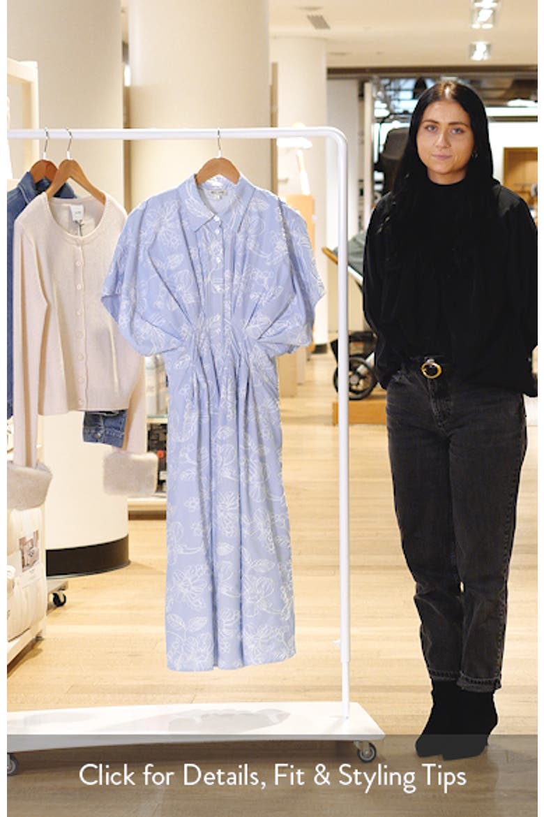 Embroidered Stripe Midi Shirtdress