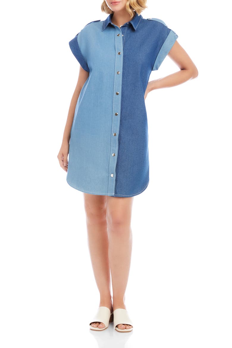Colorblock Denim Shirtdress