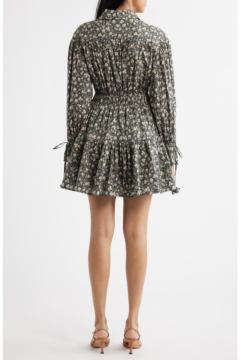 Floral Print Long Sleeve Cotton Shirtdress