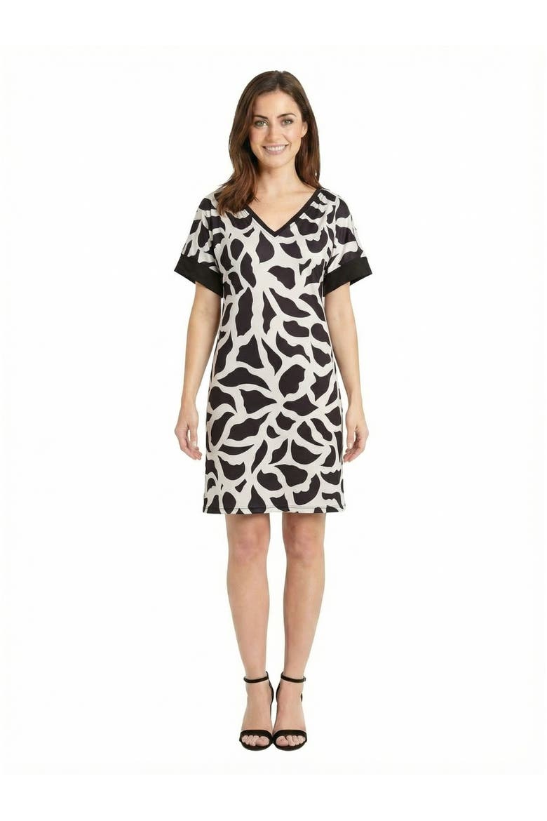 Essential Petite Abstract Print Short Sleeve Knee Length T Shirt Dress