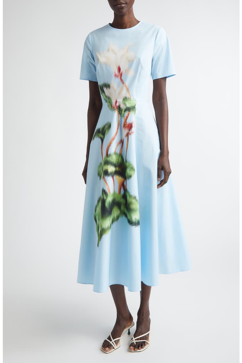 Chiné Cyclamen Floral Poplin Midi Dress