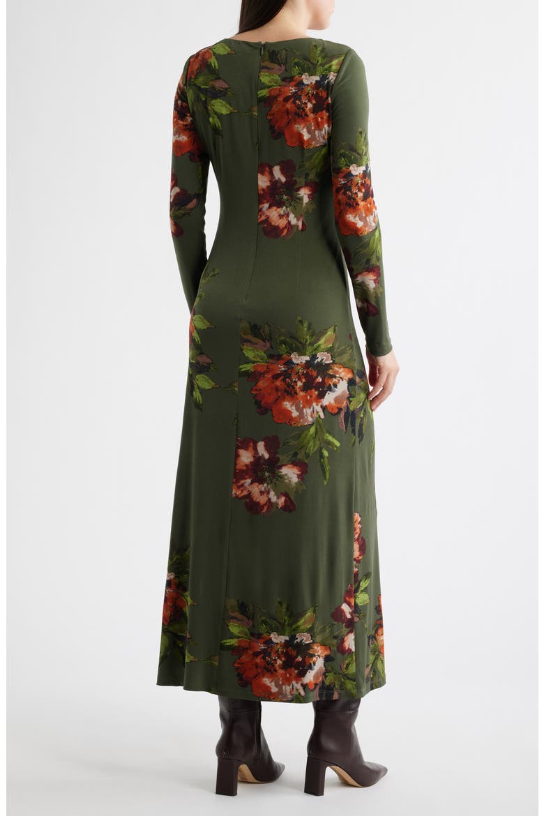 Placed Floral Long Sleeve Dress