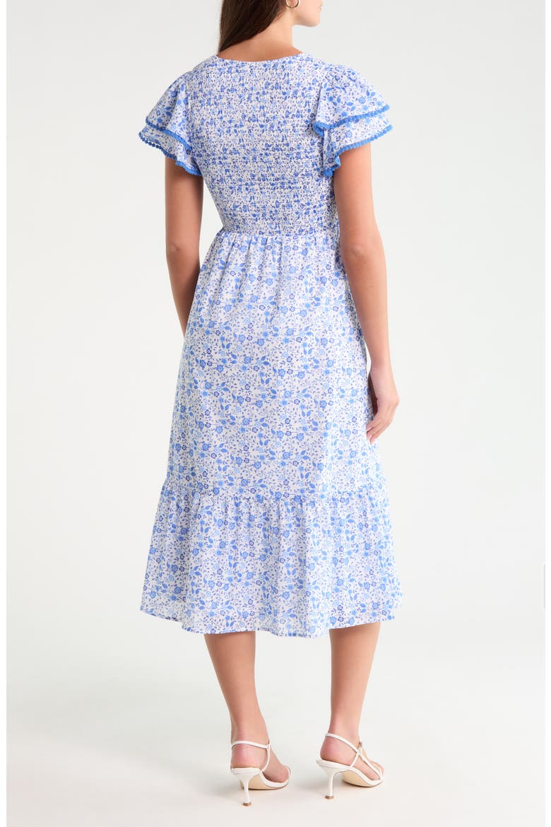 Maisie Floral Print Tiered Midi Dress