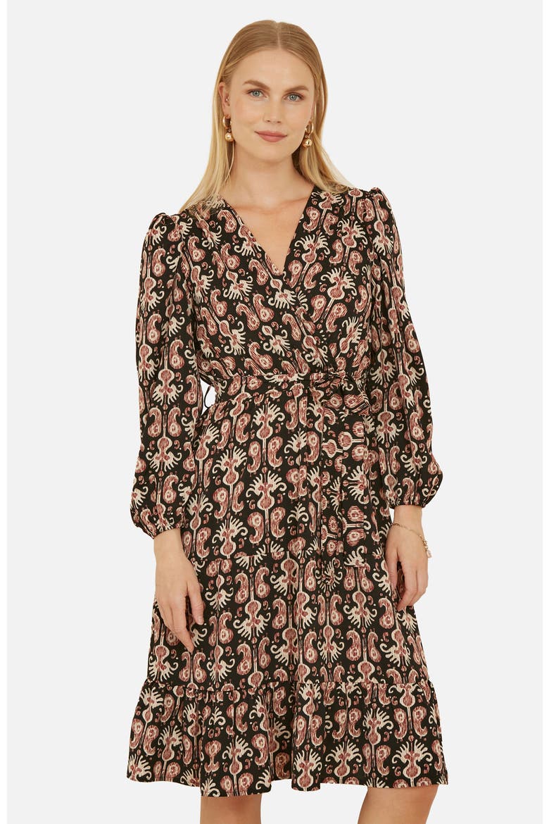 Ikat Long Sleeve Skater Midi Dress