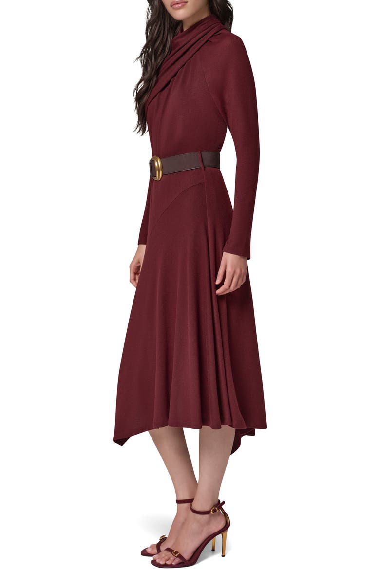 Mock Neck Long Sleeve Asymmetrical Hem Dress