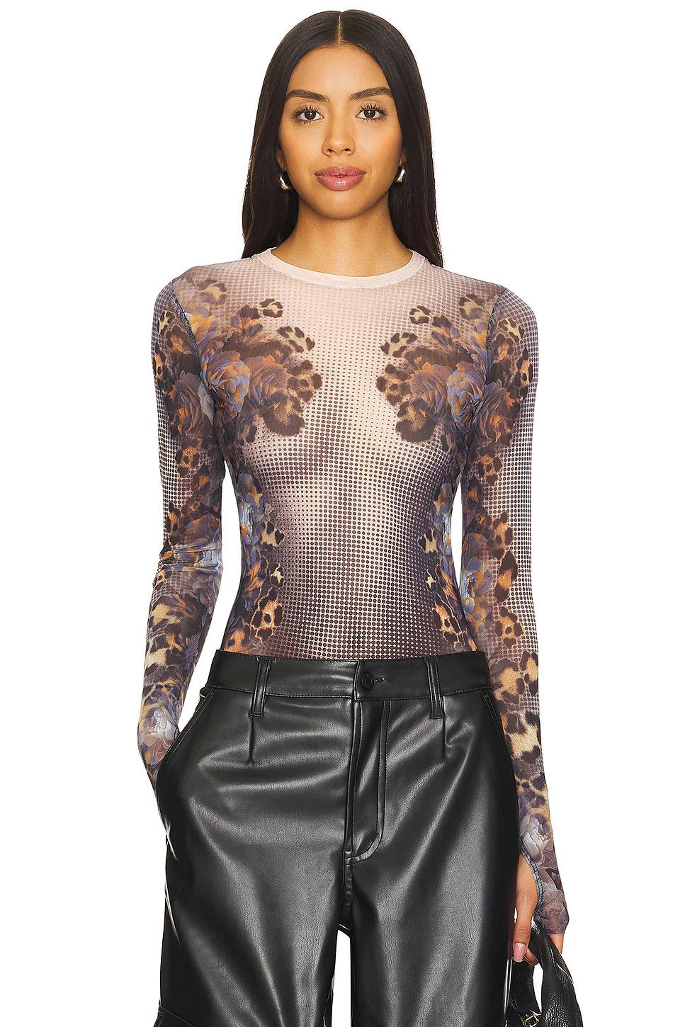 AFRM Kaylee Top in Nude Leopard - Image 1