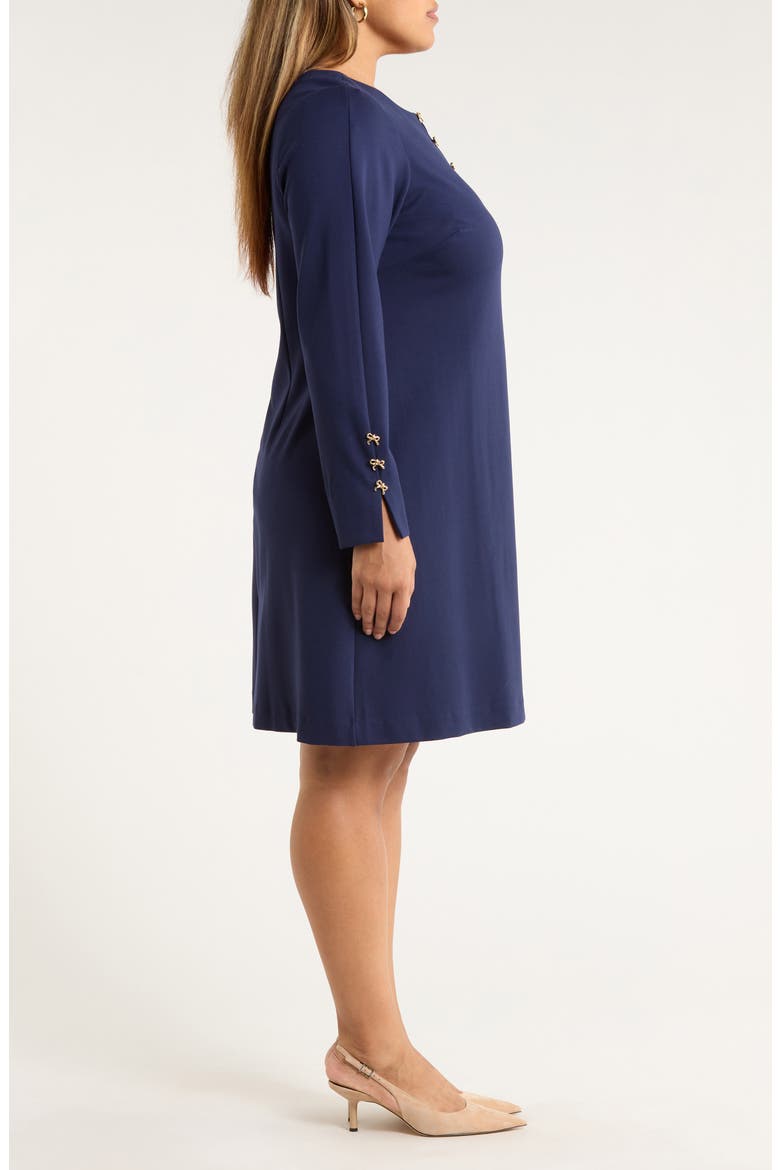 Bow Detail Long Sleeve Ponte Dress