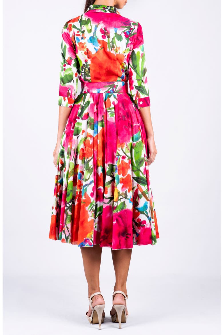 Watercolor Bloom A-Line Midi Shirtdress