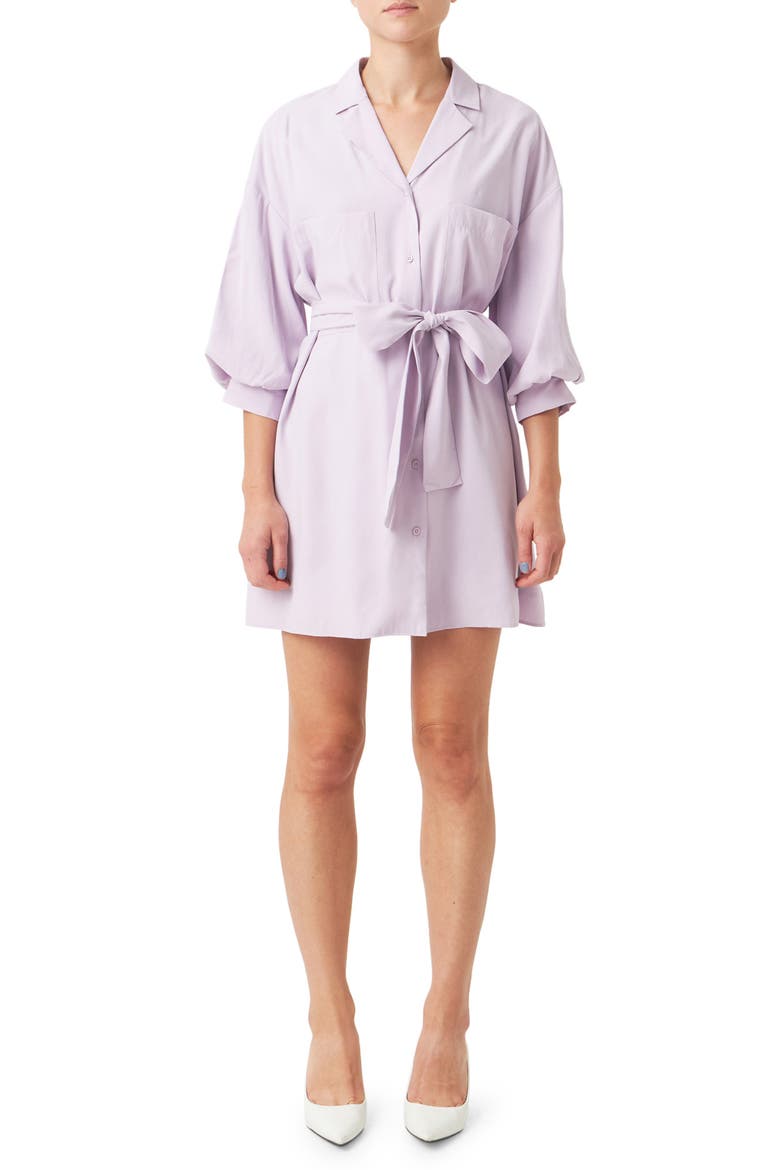 Tie Waist Mini Shirtdress