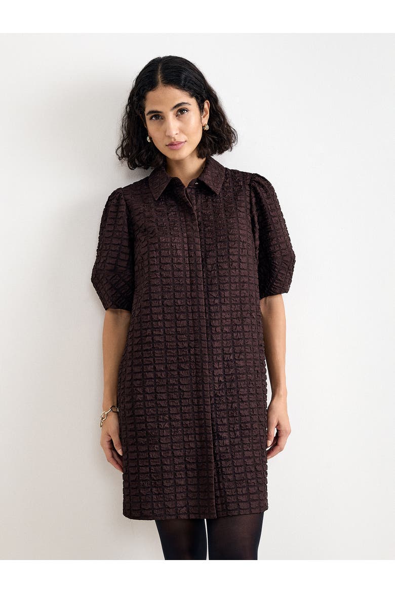 Yasmine Textured Mini Shirt Dress