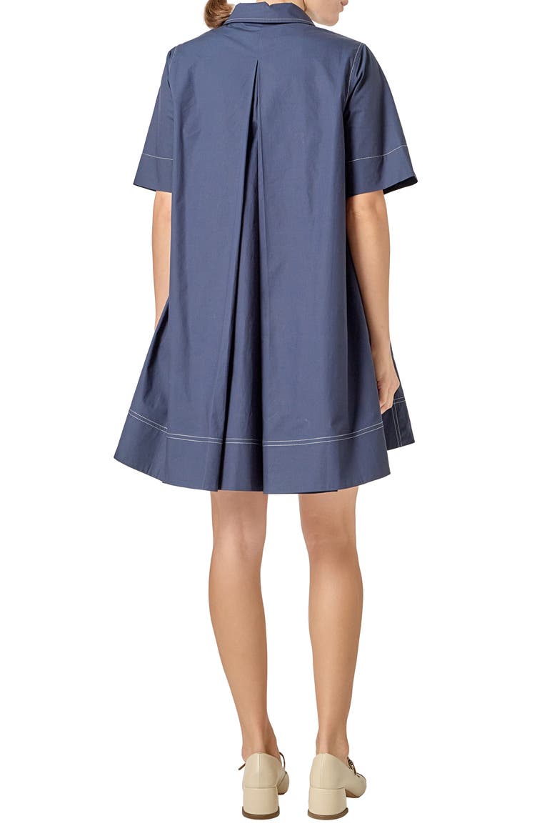 Contrast Detail Mini Shirtdress