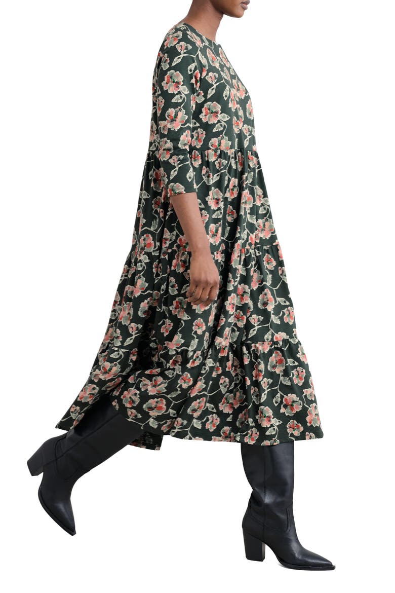 Line Strokes Floral Print Dress