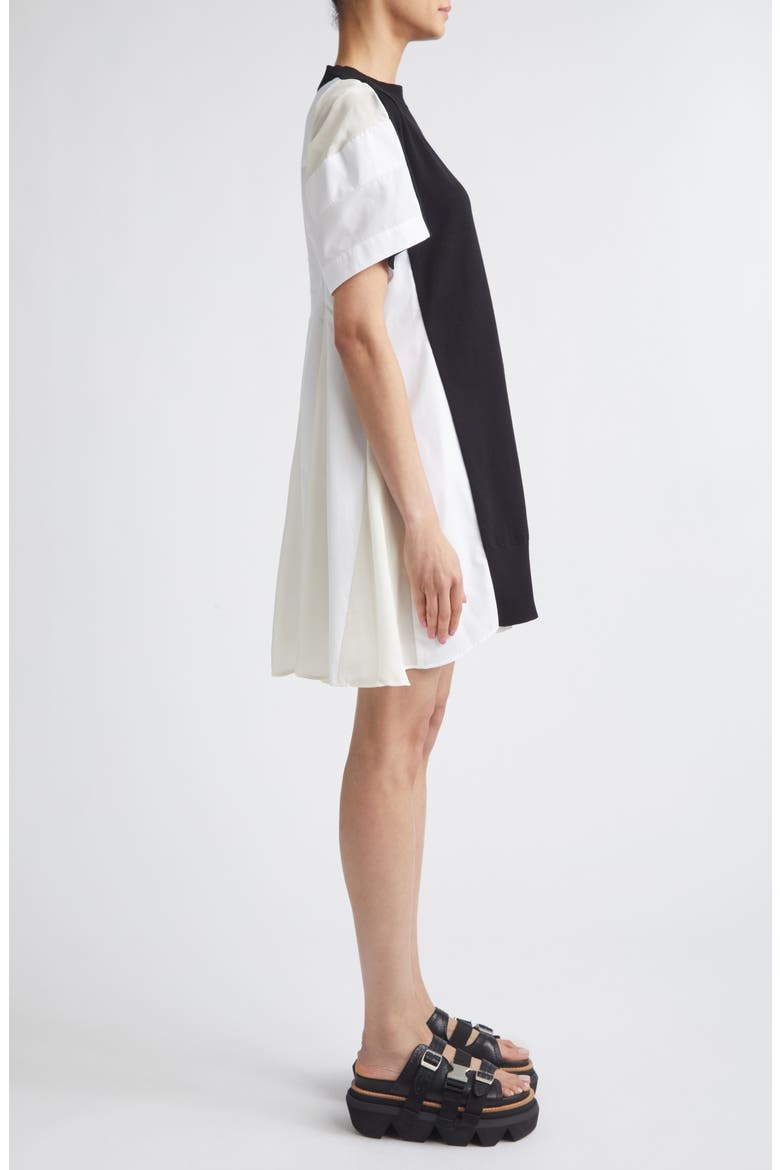 Mixed Media Knit & Poplin Minidress