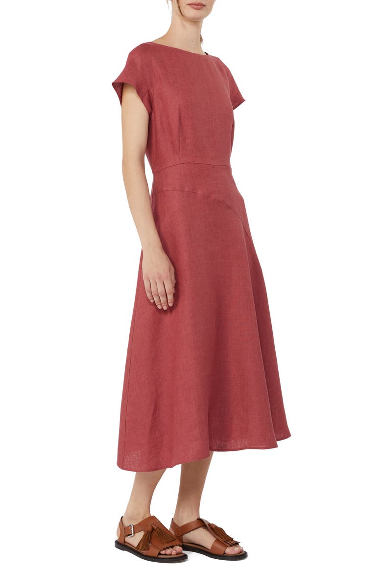 Esordio Belted Linen Canvas A-Line Midi Dress
