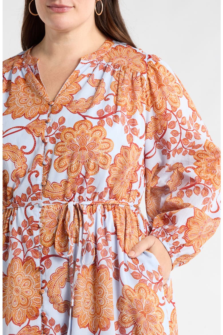 Siany Floral Ameni Long Sleeve Midi Shirtdress