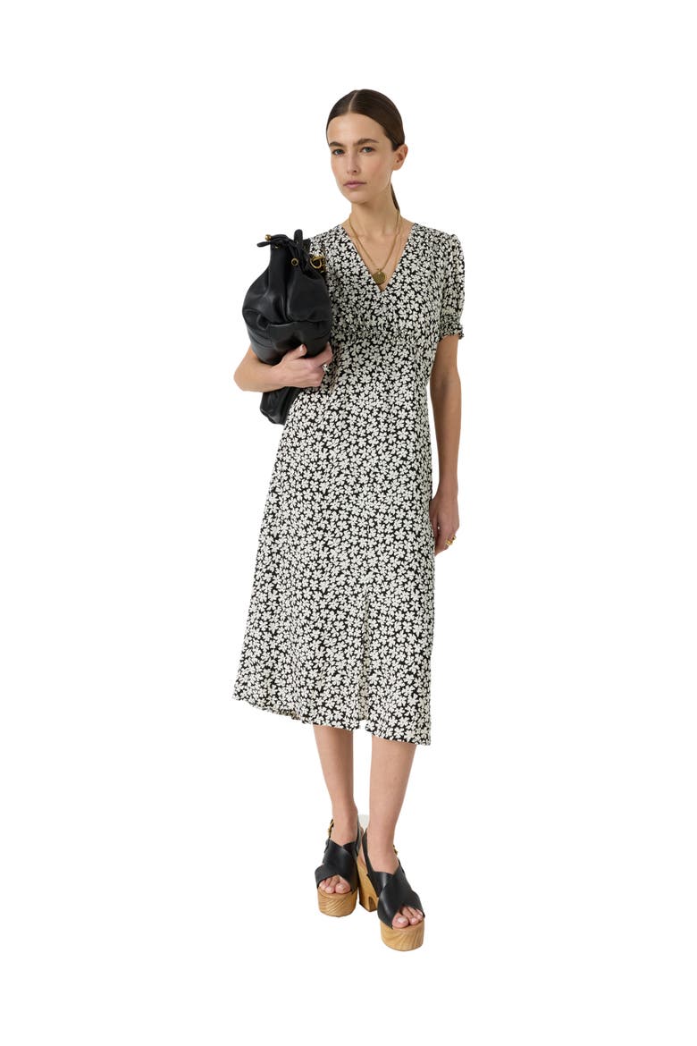 Rosi V-Neck Puff Sleeve Floral Dress